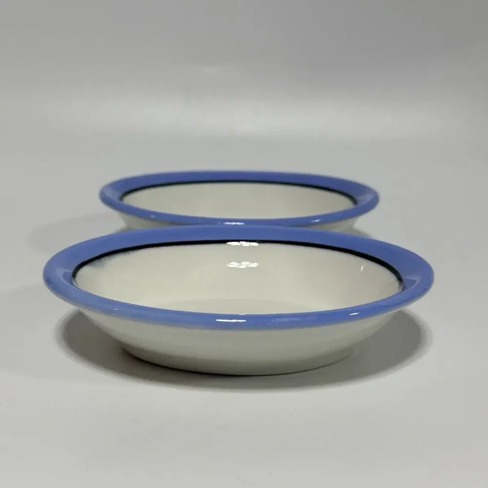 2 Vtg Carr China Rho Dendra Blue White Oval Berry Bowl Dish 5